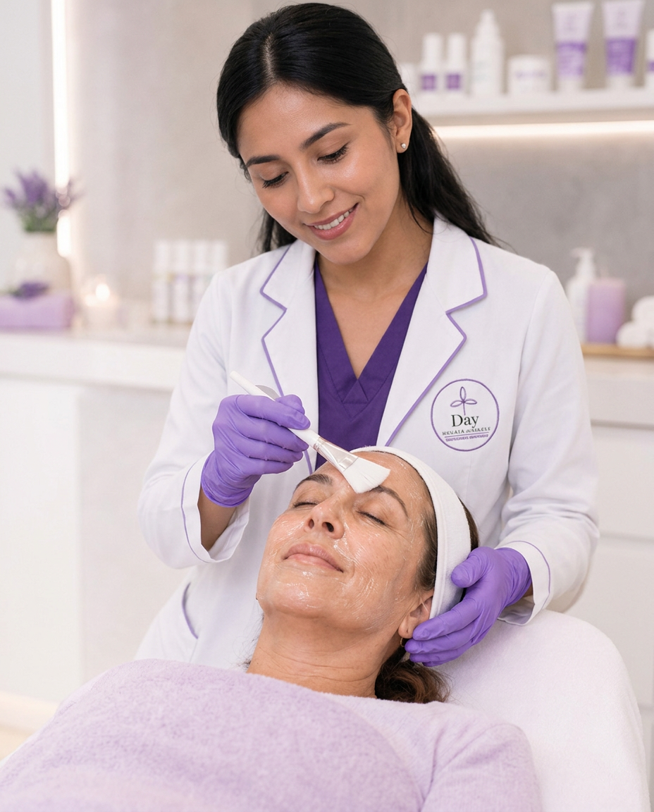 Aplicación de una mascarilla facial con brocha