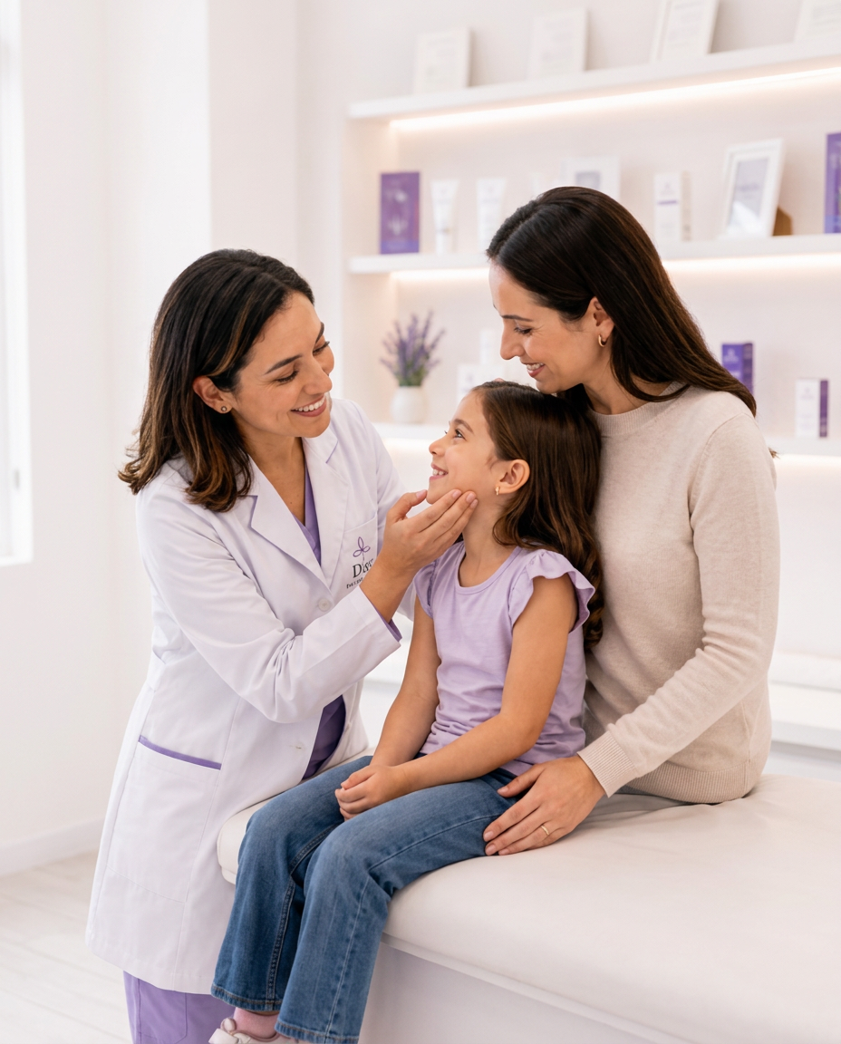 Consulta dermatológica infantil de Day con acompañamiento familiar
