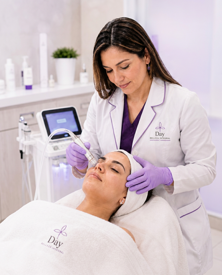 Limpieza facial con un equipo de hidrodermoabrasión